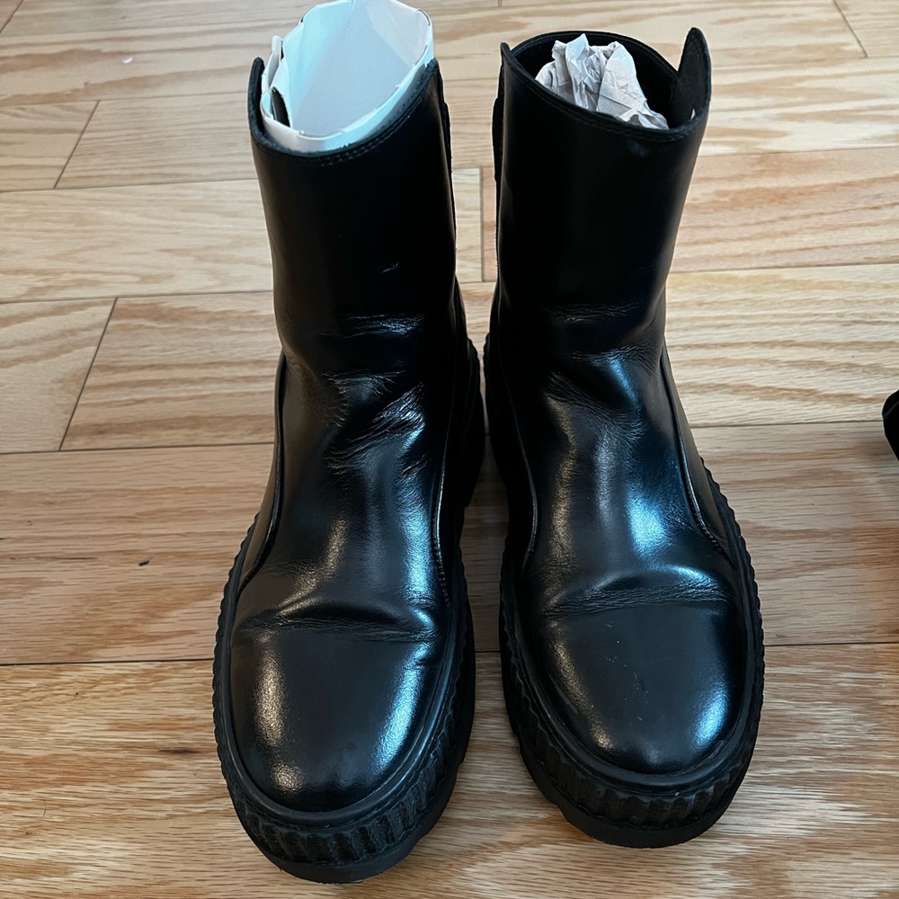 Fenty Black 7.5 Platform Boots in Box